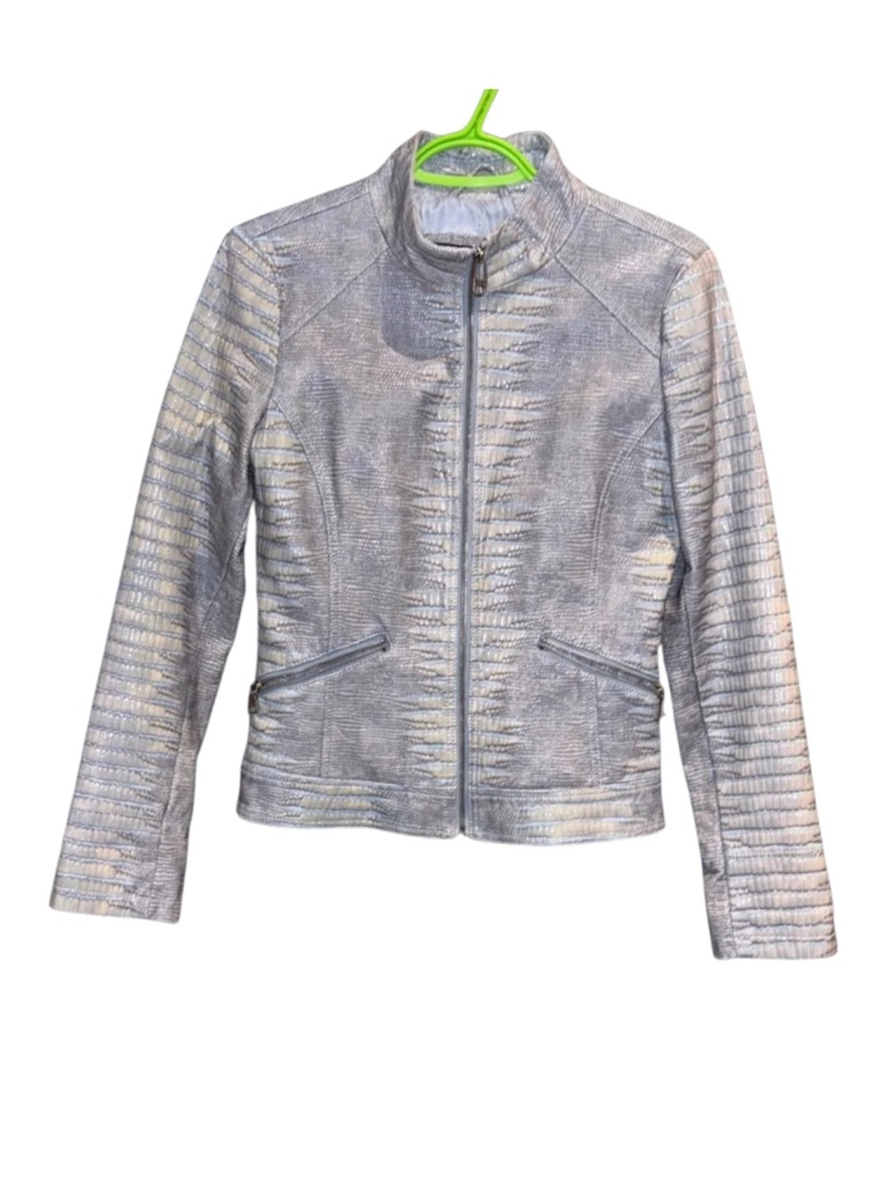 Grey and Blue Alligator Moto Jacket